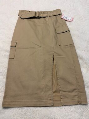 Juicy Couture Tan Cargo Midi Skirt with Front Slit
